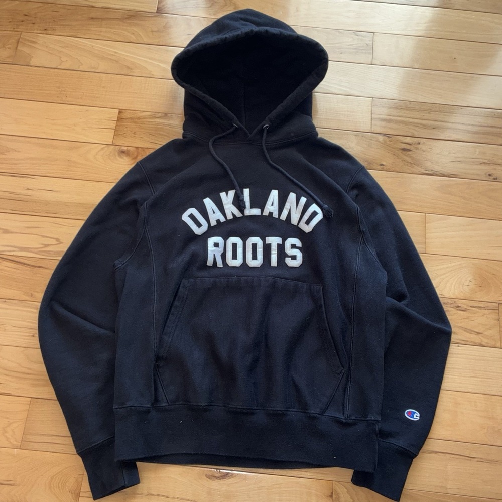 Champion Reverse Weave Oakland Roots Hoodie Sweatshirt Black Crewneck Small